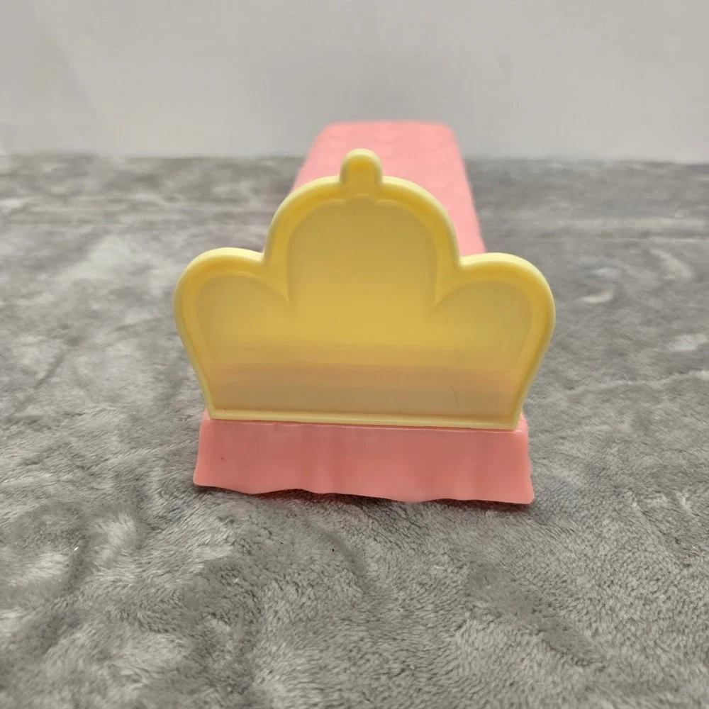 Vintage Barbie Pink Tufted‎ Daybed Bed with Yellow Crown Headboard and Drawer